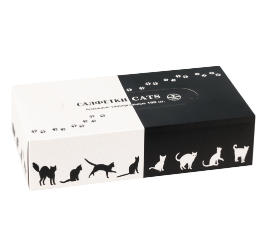 Салфетки АФАЛИНА Cats двухслойные гигиенич бумажные, 100 шт