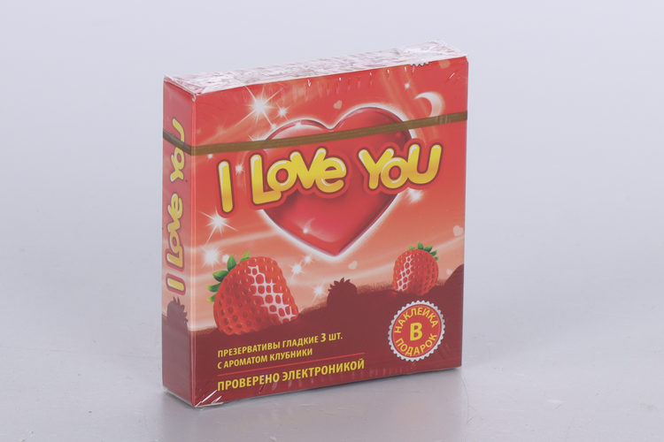 Презервативы I Love You с ароматом клубники, 3 шт