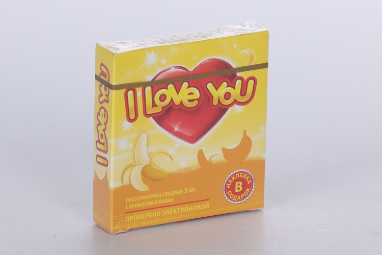 Презервативы I Love You с ароматом банана, 3 шт