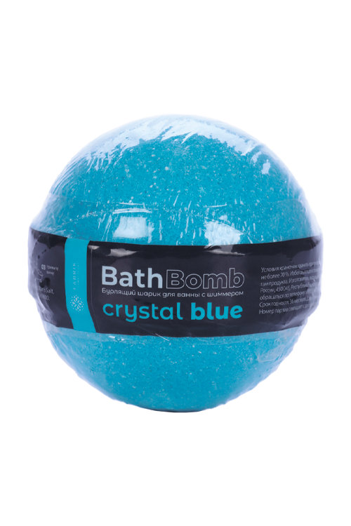 Шарик д/ванны Fabrik cosmetology бурлящий с шиммером Crystal Blue, 120 г