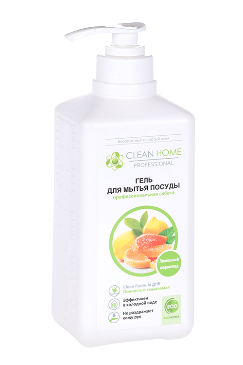 Гель Clean Home Лимонный мармелад д/мытья посуды с дозатором 1 л