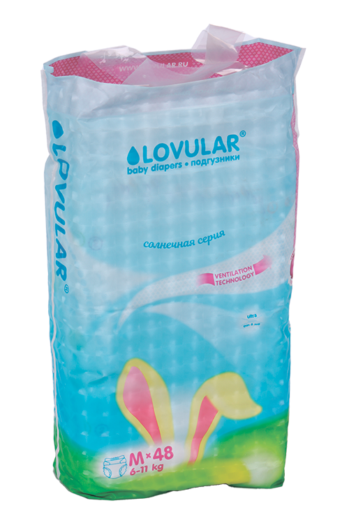 Подгузники Lovular Солнечная серия M (6-11кг), 48 шт