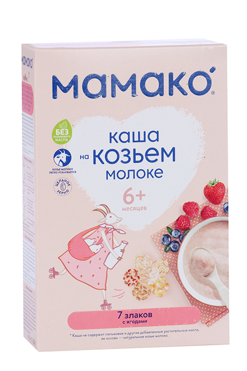 Каша Мамако 7 злаков с ягодами на козьем молоке, 200 г