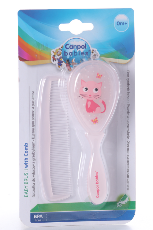Щетка Canpol babies нейлоновая с расческой жесткая розовая, (250930580)