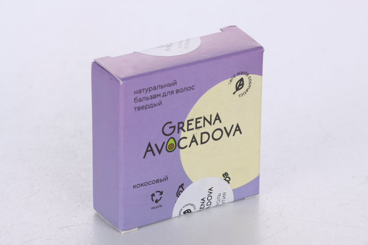 Твердый бальзам-кондиционер Greena Avocadova д/питания и укрепления волос с маслом кокоса, 50 г