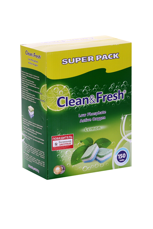 Таблетки д/посудомоечных машин Clean&Fresh Al lin1 Super Pack Lemon 150 шт