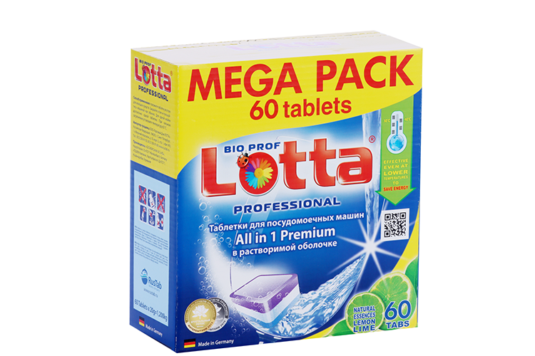 Таблетки д/посудомоечных машин Lotta Al lin1 mega pack 60 шт