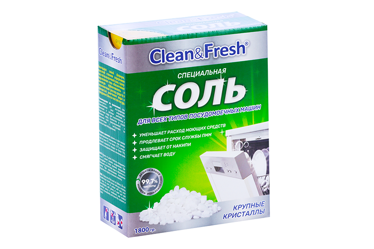 Соль д/посудомоечных машин Clean&Fresh гранулированная 1 800 г