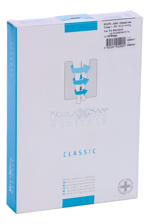 Чулки Relaxsan Medicale Classic t1 класс компрес M1470-AGH закрытый носок бежевый р 3-L стандарт
