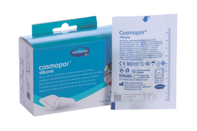 Повязка Cosmopor silicone с контактным слоем из силикона 7.2х5 см, 5 шт
