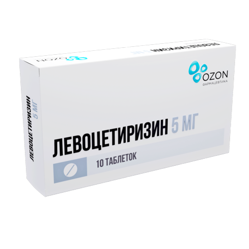 Левоцетиризин 5 мг, 10 шт, таблетки покрытые пленочной оболочкой
