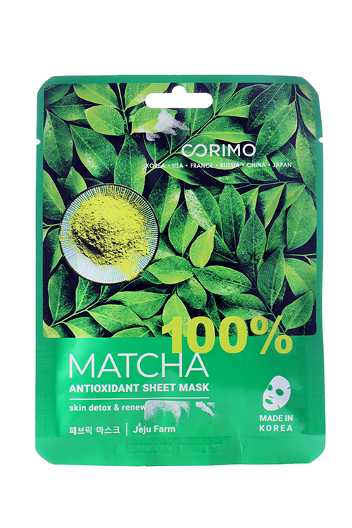 Маска Corimo 100% MATCHA Антиоксидант тканевая д/лица, 22 г