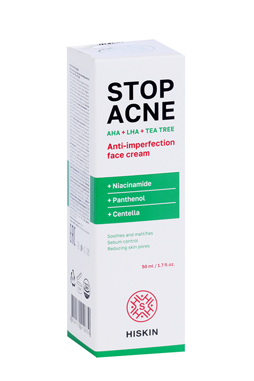 Крем HISKIN Stop Acne против несовершенств AHA+BHA+TEA TREE д/лица, 50 мл