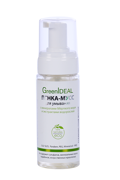 Пенка-мусс д/умывания GreenIDEAL с минерал Мёртвого моря и экстракт водорослей, 160 мл