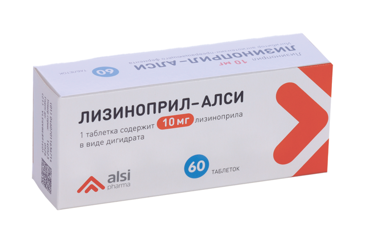 Лизиноприл-АЛСИ 10 мг, 60 шт, таблетки