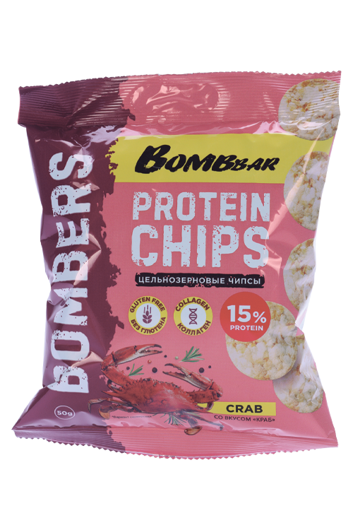 Чипсы Bombbar  цельнозерновые протеиновые со вкусом Краб, 50 г