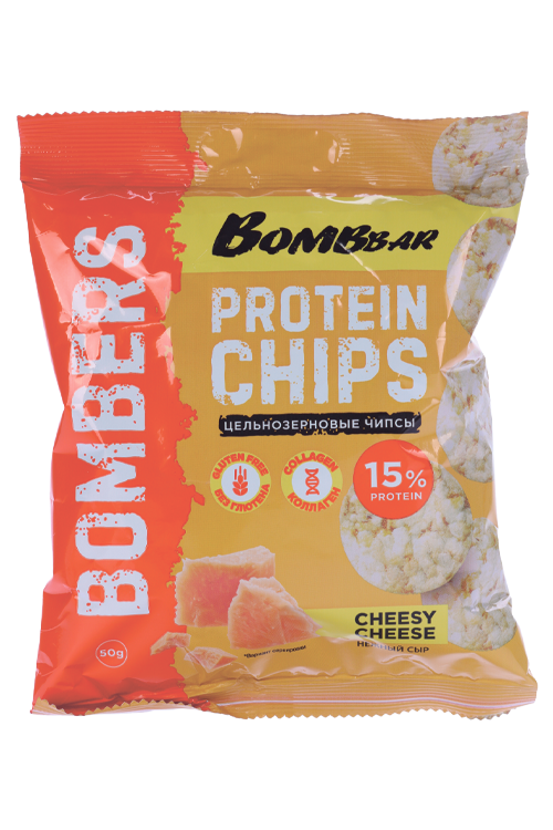 Чипсы Bombbar цельнозерновые протеиновые со вкусом Нежный сыр, 50 г
