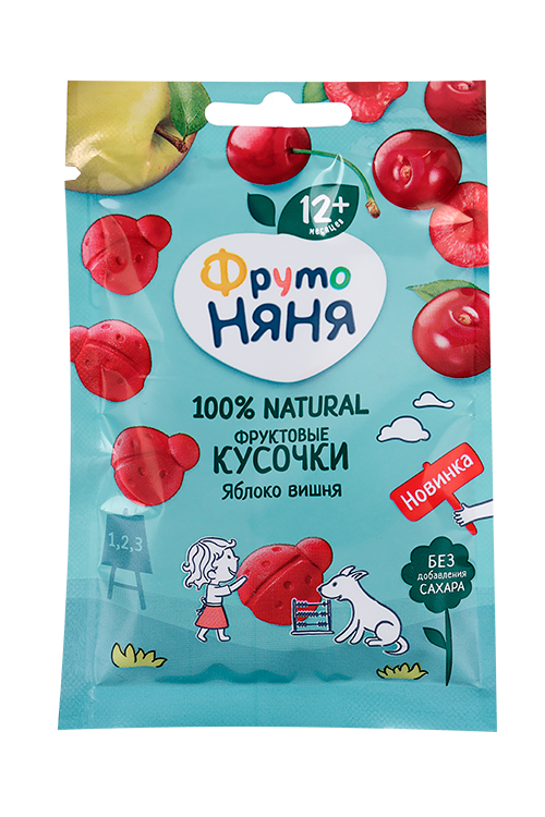Кусочки Фрутоняня фруктовые яблоко/вишня с 12 мес, 15 г