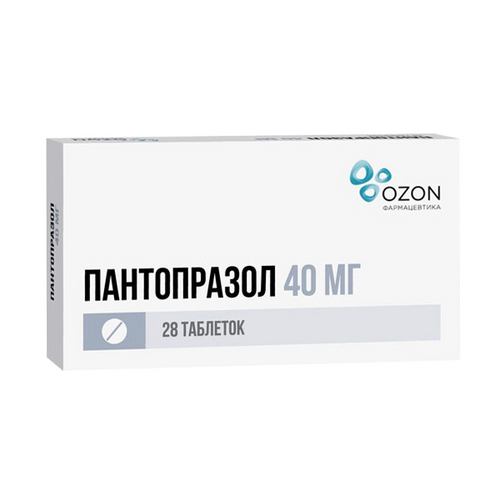 Пантопразол 40 мг, 28 шт, таблетки кишечнорастворимые покрытые оболочкой