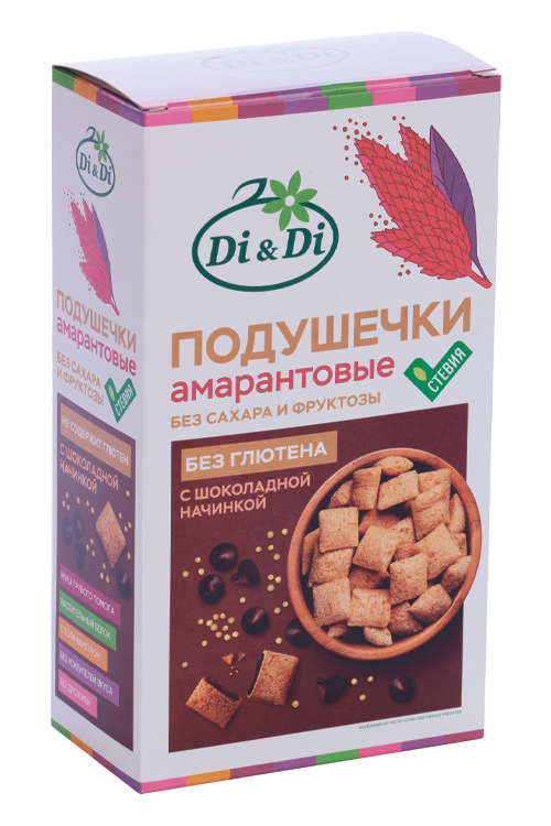 Подушечки Di&Di амарантовые с шоколадной начинкой со стевией, 250 г