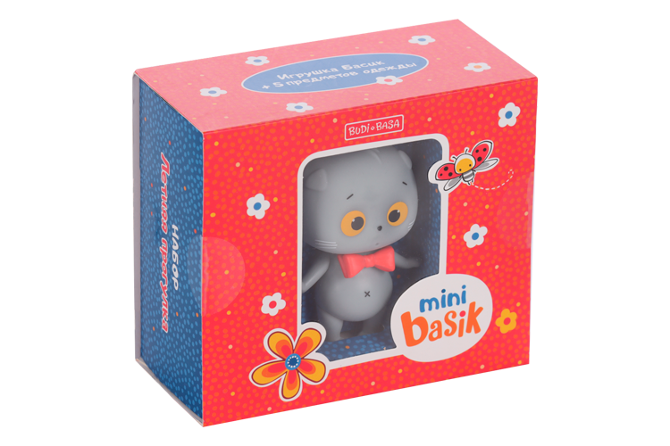 Набор Budi Basa Мини Кот Басик игрушка+5 предметов одежды Летняя прогулка