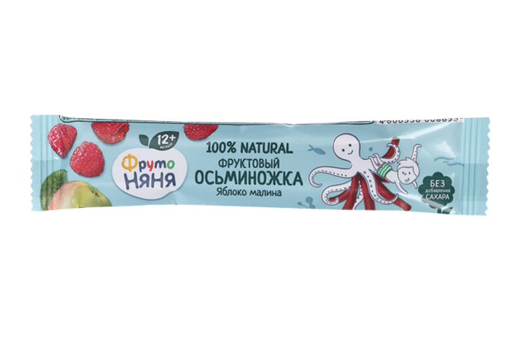 Фруктовые кусочки Фрутоняня яблоко/малина осьминожки, 16 г
