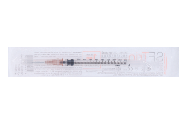 Шприц SFTrio Луер инсулиновый 26 Gx1/2″(0,45×12 мм) , 1 мл