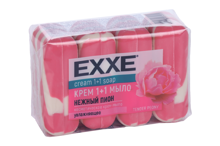Крем-мыло Exxe 1+1 Нежный пион увлажняющее экопак, 90 г, 4 шт