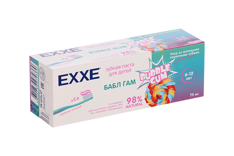 З/паста Exxe Бабл гам с кальцием детская (с 6 лет), 75 мл