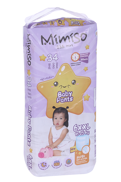 Трусики-подгузники MIMISO одноразовые д/детей XXL (16-25 кг), 34 шт