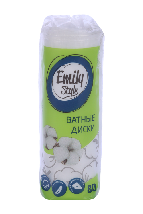 Ватные диски Emily Style д/лица д/снятия макияжа косметические хлопковые, 80 шт