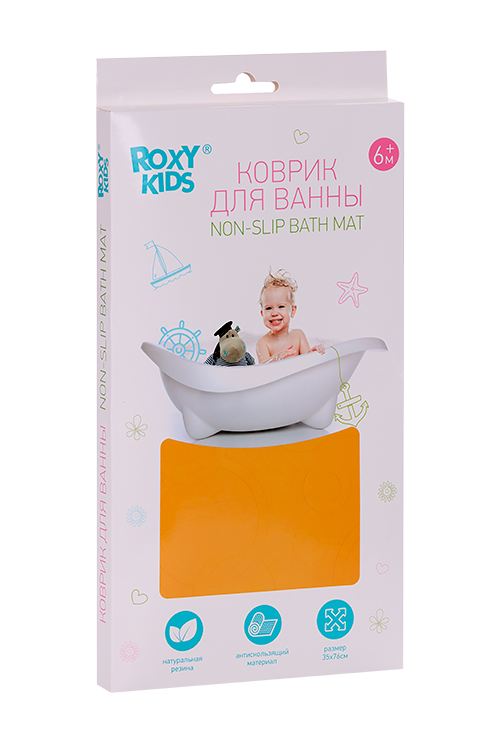 Коврик ROXY KIDS NON-SLIP BATH MAT антискольз желтый д/ванны 35х76 см