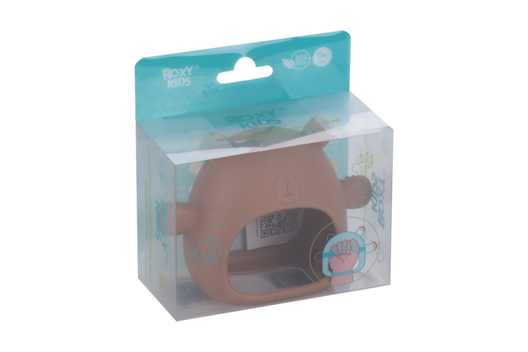 Прорезыватель ROXY-KIDS Мишка на руку силикон карамельный (0+)