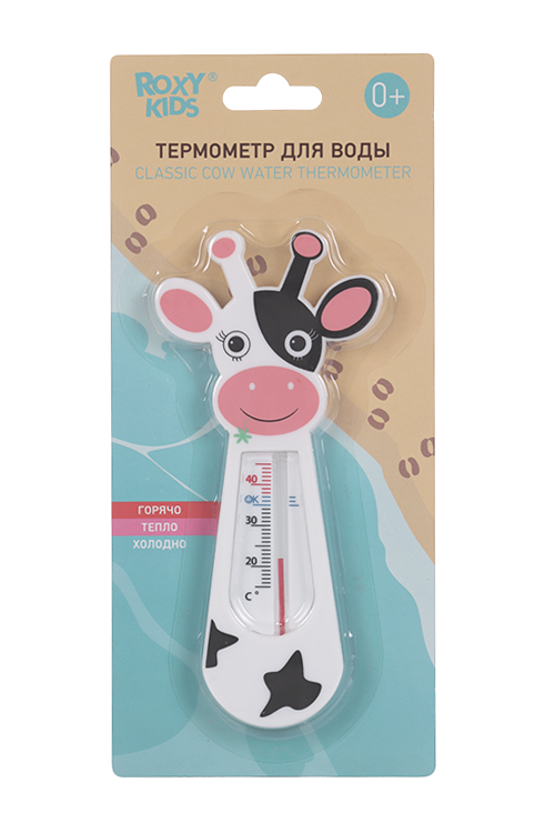 Термометр ROXY KIDS д/воды Черно-белая Коровка дет