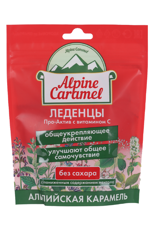 Леденцы Альпийская Карамель про-актив витамин С б/сахара, 75 г