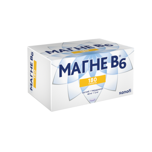 Магне B6 48 мг+5 мг, 180 шт, таблетки покрытые оболочкой