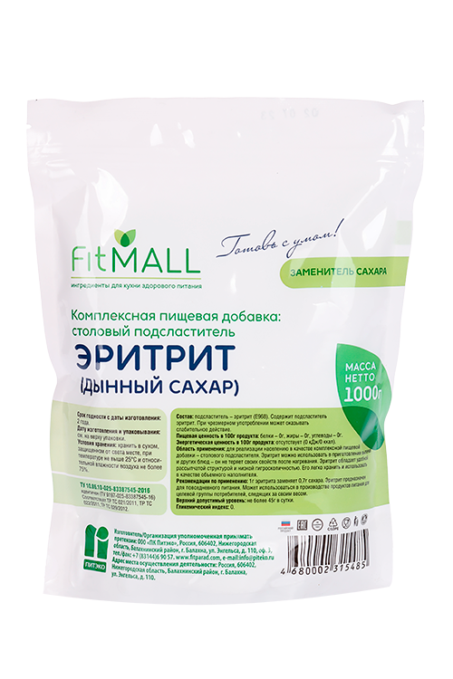 Эритрит FitParad FitMALL (дынный сахар), 1 000 г, дой-пак
