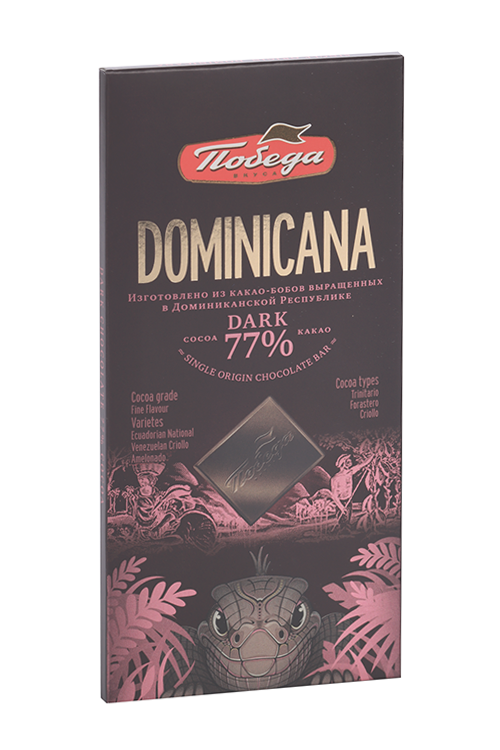 Шоколад Доминикана ДАРК (DARK) 77% какао горький, 90 г, Победа