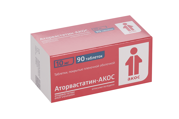Аторвастатин-АКОС 10 мг, 90 шт, таблетки покрытые пленочной оболочкой