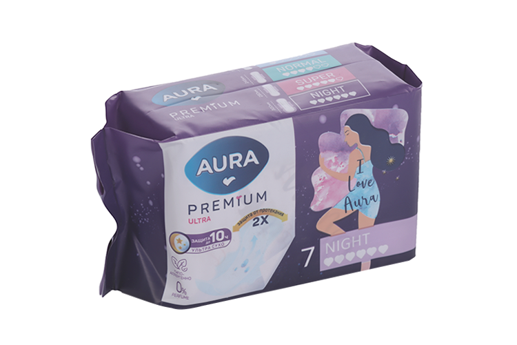 Прокладки Aura Premium Night гигиен женск, 7 шт