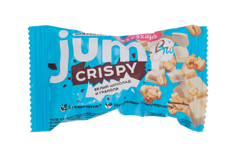 Конфета Jump Bio Crispy протеиновая Белый шоколад и гранола, 30 г