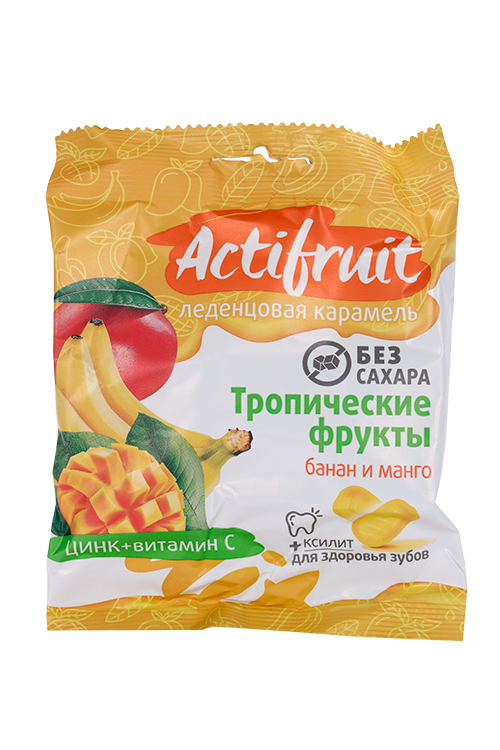 Леденцовая карамель Актифрут Банан и манго с вит С/цинком/ксилитом б/сахара, 60 г