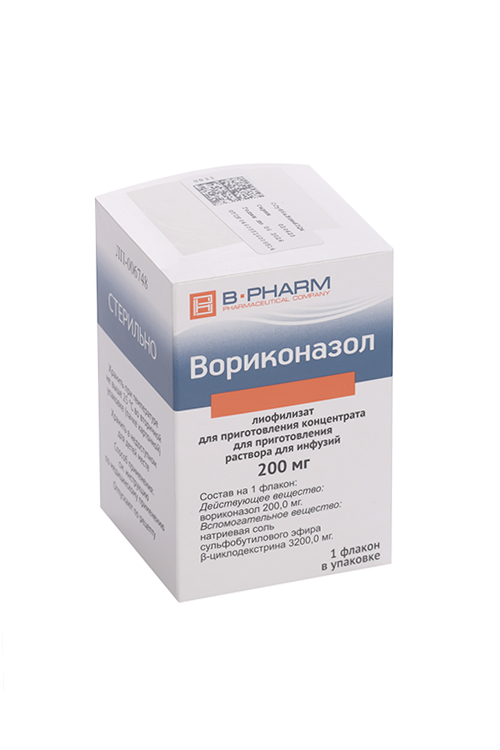Вориконазол 200 мг, 3 400 мг, лиофилизат для приготовления концентрата для приготовления раствора для инфузий