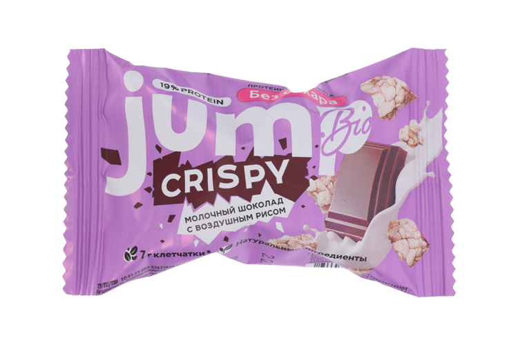 Конфета JUMP CRISPY протеиновая Молочный шоколад с воздушным рисом, 30 г