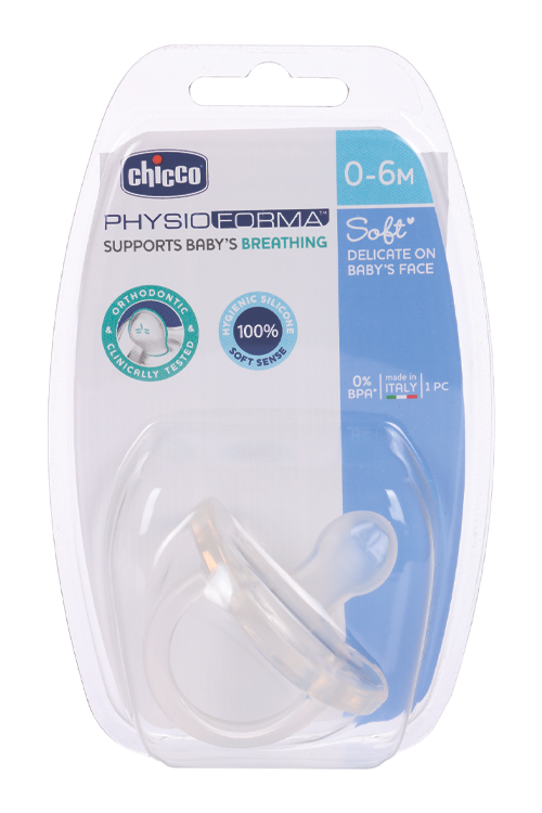 Пустышка Chicco Physio Soft силикон прозрачн (0-6 мес)