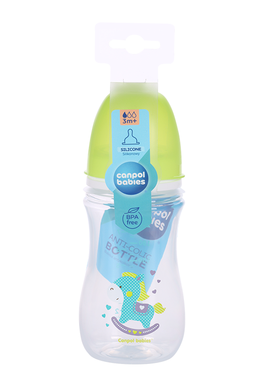 Бутылочка Canpol PP EasyStart Colourful animals с шир горл антик зелен (с 3 мес), 240 мл