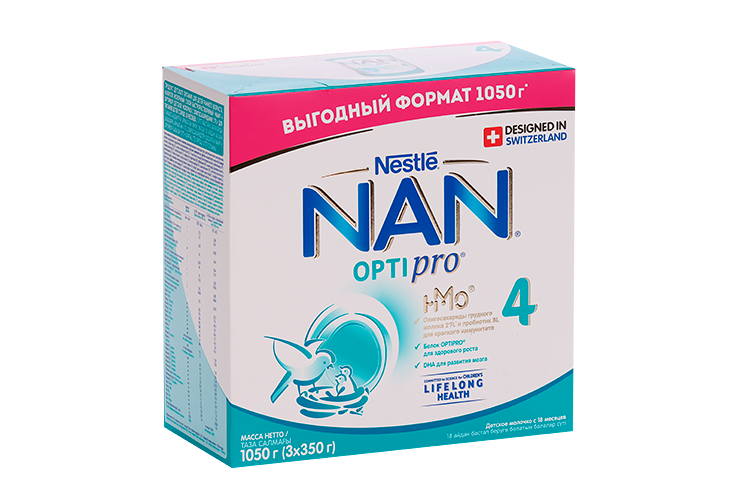 Смесь NAN4 Optipro молочная сухая (3х350г), 1 050 г