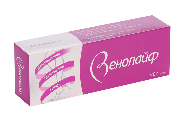 Венолайф 0.25%+5%+2%, 90 г, гель для наружного применения
