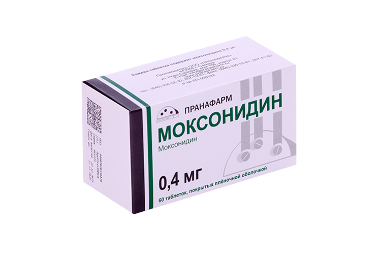 Моксонидин 0.4 мг, 60 шт, таблетки покрытые пленочной оболочкой
