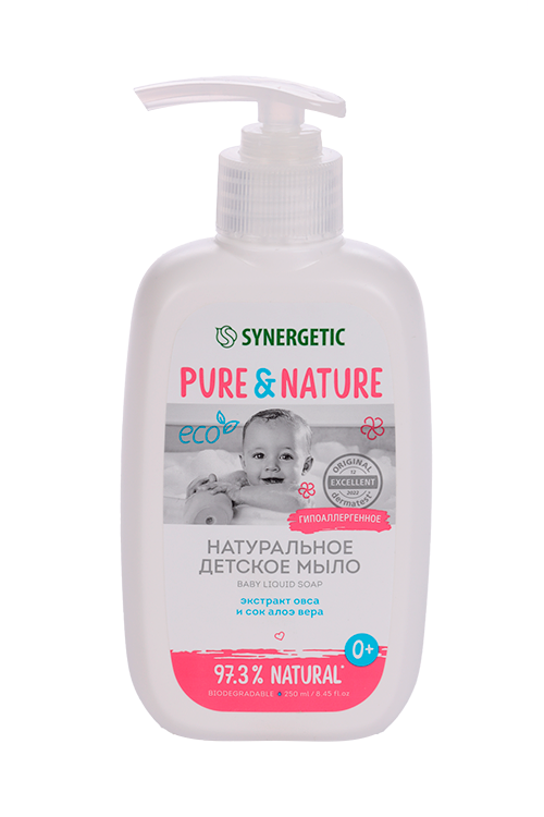 Мыло жидкое SYNERGETIC натуральное гипоаллергенное детское (с 0 мес), 250 мл